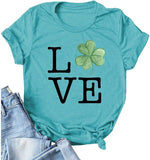 T-Shirt trèfle femme, chemise Lucky Love, chemise de la saint-Patrick