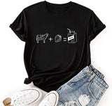 Women Cows Strawberry Milk Funny Graphic T-Shirt
