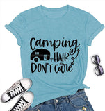 Women Camping Hair Don't Care T-Shirt Camping Shirt