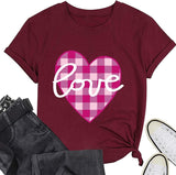 Buffalo Plaid Love Hearts Shirt Women Valentines Day Gift T-Shirt