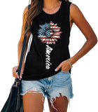 Amerika Sonnenblume Tank für Frauen USA Flagge Blume Freiheit Unabhängigkeit Shirt