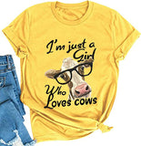 T-Shirt pour femmes, je suis juste une fille qui aime les vaches, chemise mignonne pour amoureux des vaches