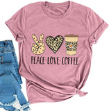 Damen Peace Love Coffee T-Shirt
