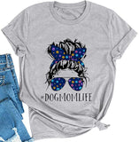 T-shirt femme Dog Mom Life, chemise graphique mignonne pour les amoureux des chiens