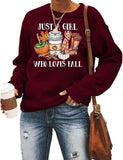 Damen Sweatshirt „Just A Girl Who Loves Fall“ mit langen Ärmeln und Grafik