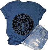Damen Basic Witch T-Shirt Lustiges Kaffee-Grafik-T-Shirt für Frauen