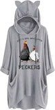 Pecker-Shirt für Frauen „Just A Girl Who Loves Peckers“ Strick-Kapuzenpullover mit 3/4-Ärmeln und Taschen