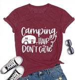 Women Camping Hair Don't Care T-Shirt Camping Shirt