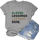 Women Coffee Leggings Leopard Done Fashion T-Shirt