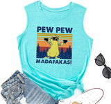 Pew Pew Madafakas Tank Top für Frauen, lustiges Pew Pew Katzenshirt