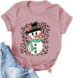 Women Cute Snowman T-Shirt Christmas Shirt