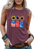 Women Patriotic Jar Sunflowers Tank Top Shirt