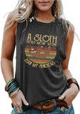 Sloth Cute Tank Tops Women A Sloth Does More Work Than My Pancreas Graphic T-Shirt