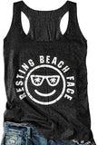 Women Slim Fit Resting Beach Face Tank Top
