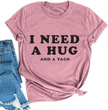 FZLYE T-shirt à manches courtes pour femme I Need A Huge Glass of Wine Taco Tees Margarita (Petit, A3Red)