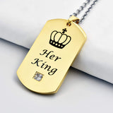 NEHZUS Mens Womens Stainless Steel Necklace Pendant Tag Jewelry Gift for Couple Personalized Name Matching Necklaces Set for Him and Her