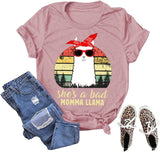 Funny Llama Mom Shirt Women She's A Bad Momma Llama T-Shirt