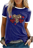 Damen T-Shirt mit Buffalo-Karomuster und Leoparden-Herz für den Valentinstag