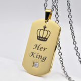NEHZUS Mens Womens Stainless Steel Necklace Pendant Tag Jewelry Gift for Couple Personalized Name Matching Necklaces Set for Him and Her