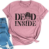 T-shirt rétro Dead Inside Skull pour femmes, chemise graphique avec crâne