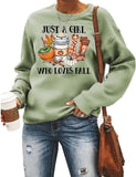 Damen Sweatshirt „Just A Girl Who Loves Fall“ mit langen Ärmeln und Grafik