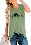 Frauen EKG Herz Tank Tops Camper Liebe Shirt