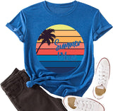 Women Summer Vibes Tee Shirt Women Summer Shirt Rainbow Graphic T-Shirt