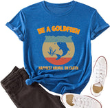 T-shirt drôle de poisson rouge pour femmes, chemise graphique Be A Goldfish