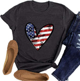 Women Buffalo Plaid & Leopard Heart T-Shirt