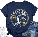 Crazy Plant Lady Shirt Damen Gartenarbeit Grafik T-Shirt Pflanzenliebhaber Tees