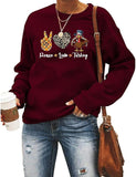 Peace Love Turkey Sweatshirt for Women Thanksgiving Graphic Clothing Shirt