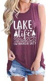 Women Lake Life Cuz Beaches Be Salty Funny Shirt Lake Life Graphic Shirt
