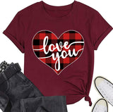 Buffalo Plaid Love T-Shirt Women Valentines Day Gift Tees