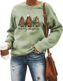Merry Christmas Sweatshirt for Women Long Sleeve Christmas Tree Sweater