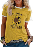 Wein Sonnenblume T-Shirt Nur eine Frau, die liebt Wein und Sonnenblumen T-Shirts