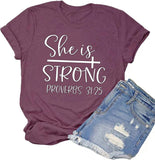 Elle est forte T-shirt pour les femmes Chemise inspirante Proverbes 31:25 Chemise