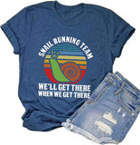 Women Snail Running Team T-Shirt Funny Snail Graphic Shirt