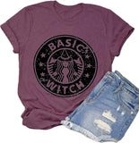 Damen Basic Witch T-Shirt Lustiges Kaffee-Grafik-T-Shirt für Frauen
