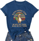 Women Sloth Hiking Team T-Shirt Cute Sloth Graphic Tee Shirt