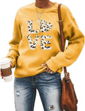 Women Long Sleeve Leopard Love Sweatshirt Love Sweater Pullover