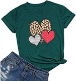 T-shirt coeur à rayures léopard et à pois pour femme