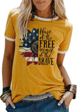 Women Home of The Free Because of The Brave T-Shirt American Flag Shirt