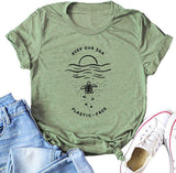 Women Keep The Sea Plastic Free T Shirt kip A Straw Shirt