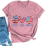 Women Peace Love America July 4th T-Shirt