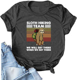 Women Sloth Hiking Team T-Shirt Funny Sloth Graphic Shirt