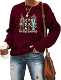 Sweat-shirt graphique Joy To The World pour femmes, chemise de noël à carreaux Buffalo
