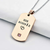 NEHZUS Mens Womens Stainless Steel Necklace Pendant Tag Jewelry Gift for Couple Personalized Name Matching Necklaces Set for Him and Her