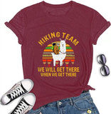 Women Sloth Llama Hiking Team T-Shirt Funny Llama Sloth Graphic Shirt