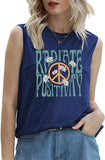 Radiate Positivity Sleeveless Shirt for Women Floral Tank Shirt Peace Love Radiate Positivity Daisy Shirt