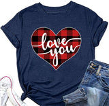 Buffalo Plaid Love T-Shirt Women Valentines Day Gift Tees